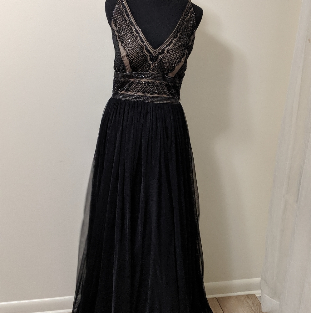Aiden Mattox Beaded Tulle Skirt Ballgown